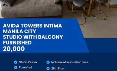 Avida Towers Intima Studio with Balcony Furnished Condo in Manila For Rent