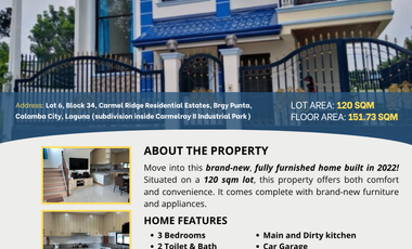 Move-In Ready 3BR House in Carmel Ridge Calamba | Fully Furnished | PHP 7M