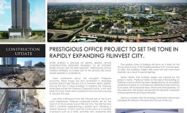 SACRIFICE SALE BRAND NEW 35 sqm Office UNIT WITH PARKING in Parkway Corporate Center, Alabang, Muntinlupa