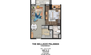 Executive 1 Bedroom Unit with Balcony 57SQM | The Bellagio Baytown Palawan