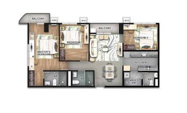 3 Bedroom Unit with Balcony 108.50QM | The Bellagio Baytown Palawan