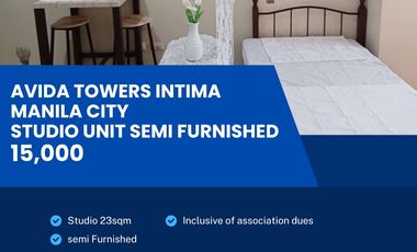 Avida Towers Intima Studio Semi-Furnished Condo in Manila For Rent