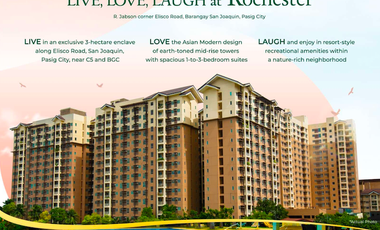 Rent to Own 1 Bedroom Unit in The Rochester Garden in Pasig Near BGC Makati