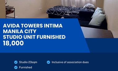Studio For Rent Avida Towers Intima Fully Furnished Condo in Manila