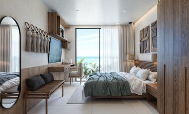 Departamento Penthouse con living y vista directa al mar Caribe