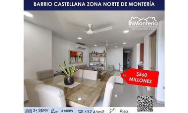 SE VENDE APARTAMENTO BARRIO LA CASTELLANA  ZONA NORTE DE MONTERIA