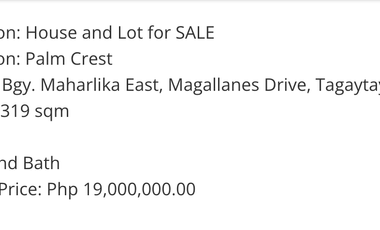 House & Lot in Palm Crest Tagaytay for RENT! 319 sqm for 65k per month