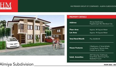 Property # 7081 House For Rent in Almiya Subdivision, Pagsabungan Road, Mandaue