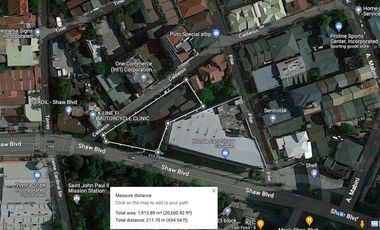 Mandaluyong SHAW BLVD Comm'l Lot 1868sqm @ P348K/sqm  Prime Location