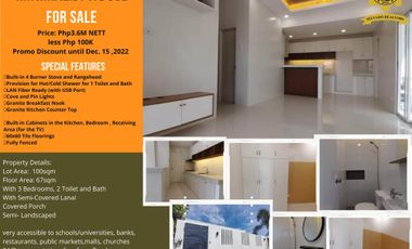 3 Bedroom House In Deca Tacunan for Sale