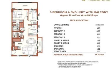 RFO Clean Title Furnished 3BR with Balcony FOR SALE at Alea Residences Bacoor Cavite