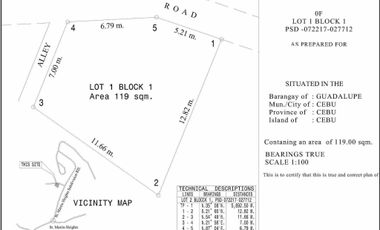 119 Square Meter Residential LOT in GUADALUPE CEBU for Sale all inclusive Taxes