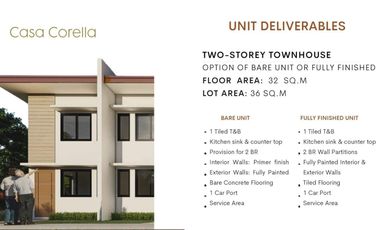 CASA CORELLA TOWNHOUSE FOR SALE - 6,000 Reservation Fee