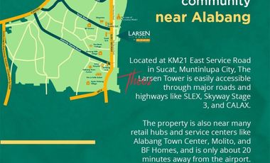 Corner 3 Bedroom Unit at The Larsen Tower, Muntinlupa City For Sale