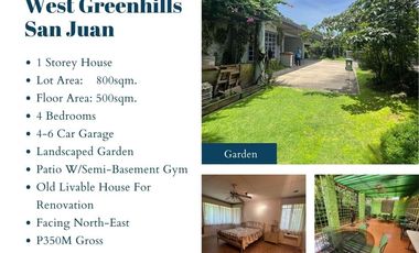 House 4 Br for Sale West Greenhills (wackwack golfcourse side), San Juan City