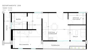 DEPARTAMENTO EN VENTA EN BACALAR DE 1 HABITACION A 400m DE LA LAGUNA | CON CLUB LAGUNA | GYM