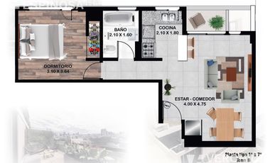 Departamento de tres ambientes en venta, Moron.