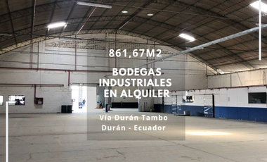 SE ALQUILA BODEGA INDUSTRIAL 861,67m2 - En complejo - Durán