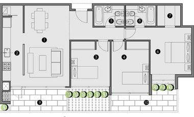 ALQUILER DEPARTAMENTO 4 AMBIENTES  AMOBLADO PALMAS DE BUENAVISTA SAN FERNANDO