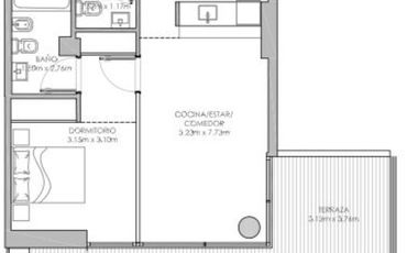Departamento de 2 ambientes en Las Lomitas Street