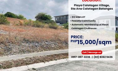 312 sqm Lot for Sale in Playa Calatagan Village, Batangas