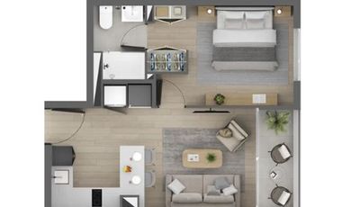 Arriendo Dpto 1D-1B Metro Santa Ana