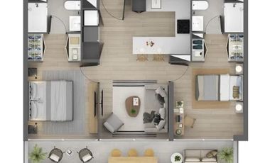 Arriendo Dpto 2D-2B Metro Santa Ana