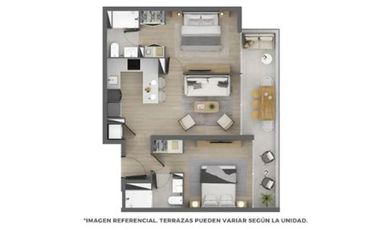 Arriendo Dpto 2D-2B Metro Santa Ana