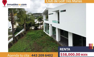 CASA RESIDENCIAL EN RENTA EN EL CLUB Y DENTRO DEL CAMPO DE GOLF TRES MARIAS