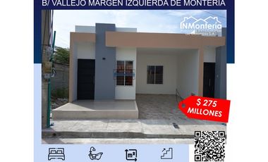 SE VENDE CASA EN BARRIO VALLEJO MARGEN IZQUIERDA DE MONTERIA