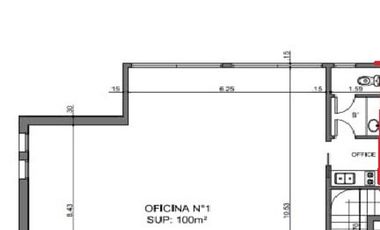 VENTA OFICINA SEMI PISO DE 100M2 BAJAS EXPENSAS