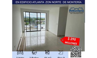 SE VENDE APARTAMENTO EN EDIFICIO ATLANTA EN ZONA NORTE DE MONTERIA