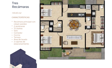 Departamento en venta en zona de Temozón Norte