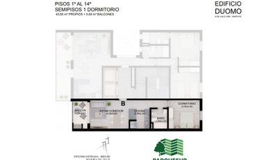 VENTA SEMIPISO DE 1 DORM 14