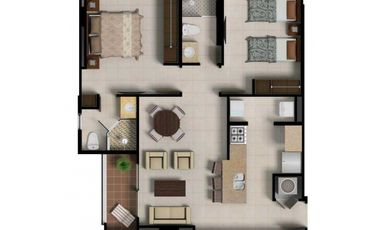 SE VENDE APARTAMENTO DE 2 REC. EN COCOLI, TUCAN COUNTRY CLUB(TRY2)