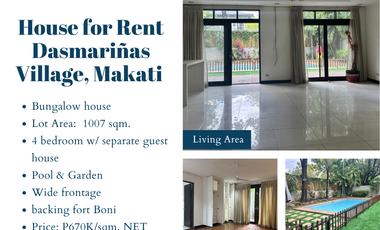 House for Sale Dasmarinas Village  Makati City  P670k per sqm NET