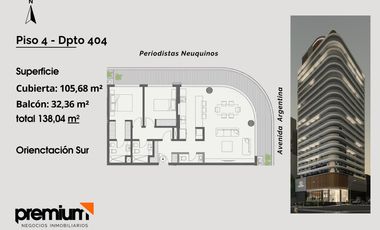 Venta - Departamento - Piso 4 Dpto 404 - 1 Dormitorio - Av. Argentina 794 - Neuquén
