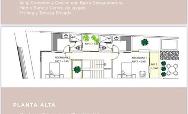 En Venta, Townhouse de 2 Recámaras, alberca a 80 metros de la playa en Chicxulub