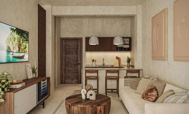 EN VENTA DEPARTAMENTO EN BACALAR DE 1 HABITACION CON ALBERCA Y GYM