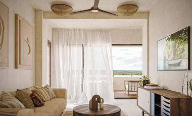 EN VENTA DEPARTAMENTO EN BACALAR DE 1 HABITACION CON ALBERCA Y GYM