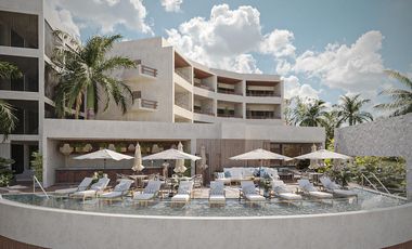 EN VENTA DEPARTAMENTO EN BACALAR DE 1 HABITACION CON ALBERCA Y GYM