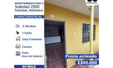 se arrienda apartamento 2 piso soledad 2000