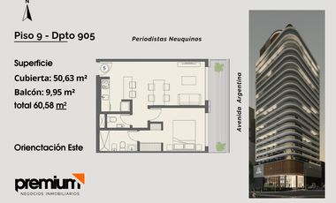 Venta - Departamento - Piso 9 Dpto 905 - 1 Dormitorio - Av. Argentina 794 - Neuquén