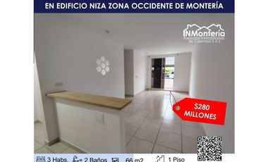 SE VENDE APARTAMENTO EN EDIFICIO NIZA  ZONA OCCIDENTE DE MONTERIA
