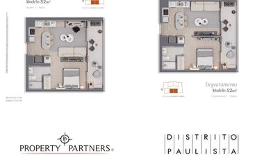 Departamento Edificio II Distrito Paulista 1D 1B, opcional Studio, 47 mts2