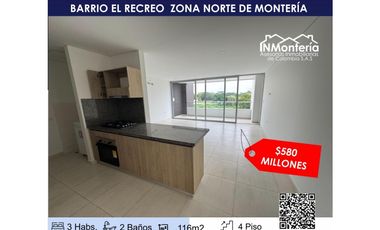 SE VENDE APARTAMENTO BARRIO EL RECREO  ZONA NORTE DE MONTERIA