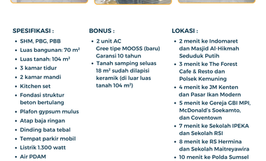 Dijual Rumah Seduduk Putih Palembang