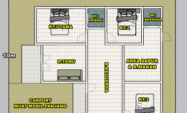 Rumah type 100/130m2 di balitan 8 300m ke jfok ulm