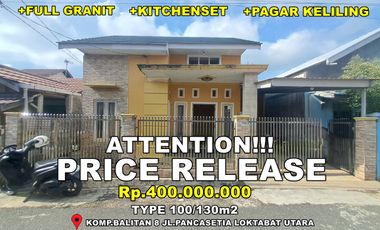 Rumah type 100/130m2 di balitan 8 300m ke jfok ulm