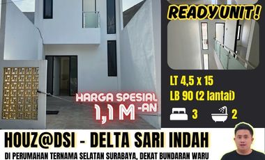 Jual rumah deltasari, perumahan deltasari waru, rumah baru 2 lantai,